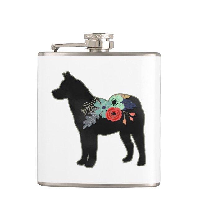 Akita Dog Breed Boho Silhouette Flachmann (Vorderseite)
