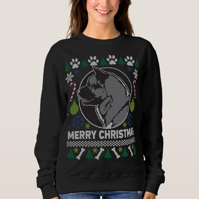 Akita Dog Breed Ugly Weihnachtssüßer Sweatshirt (Vorderseite)