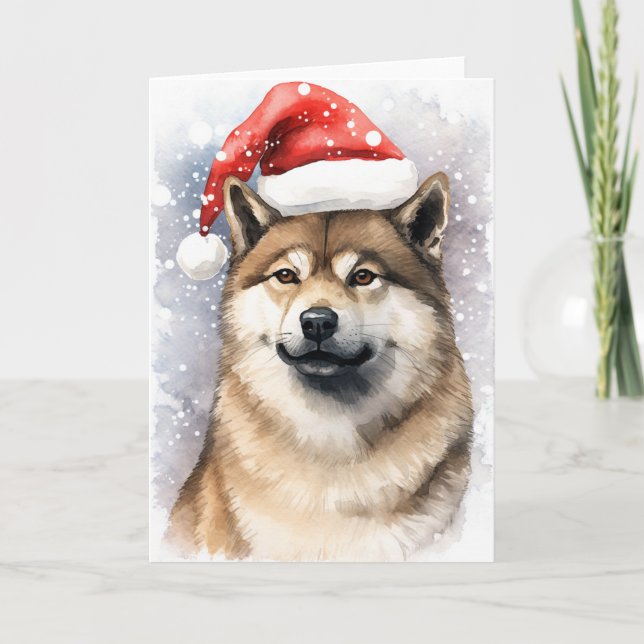 Akita Dog Christmas Santa Paws Festival Dankeskarte (Vorderseite)