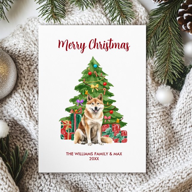Akita Dog Familienweihnacht Feiertagskarte (Von Creator hochgeladen)