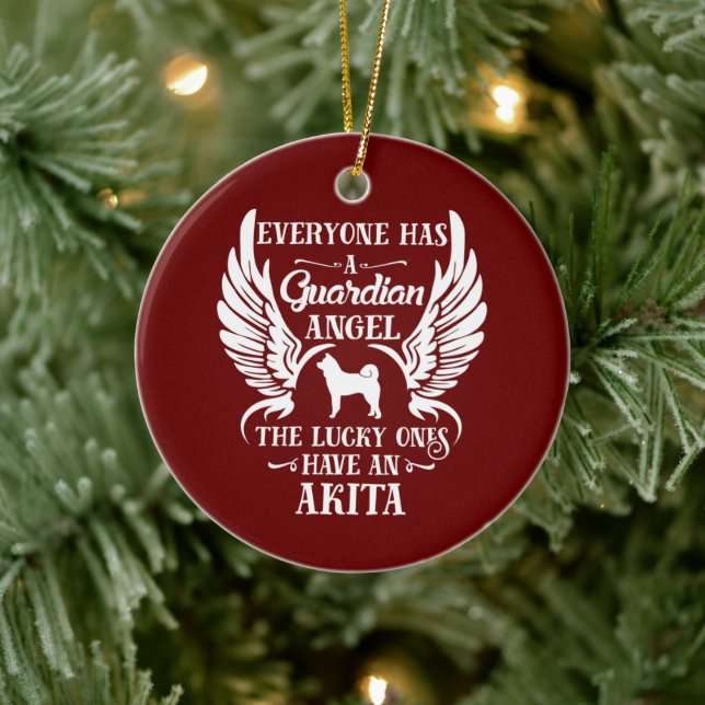 Akita Dog Guardian Angel Keramik Ornament (Baum)