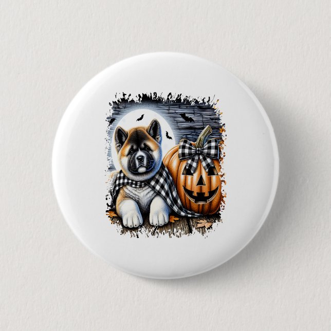 Akita Dog Halloween Square Button (Vorderseite)