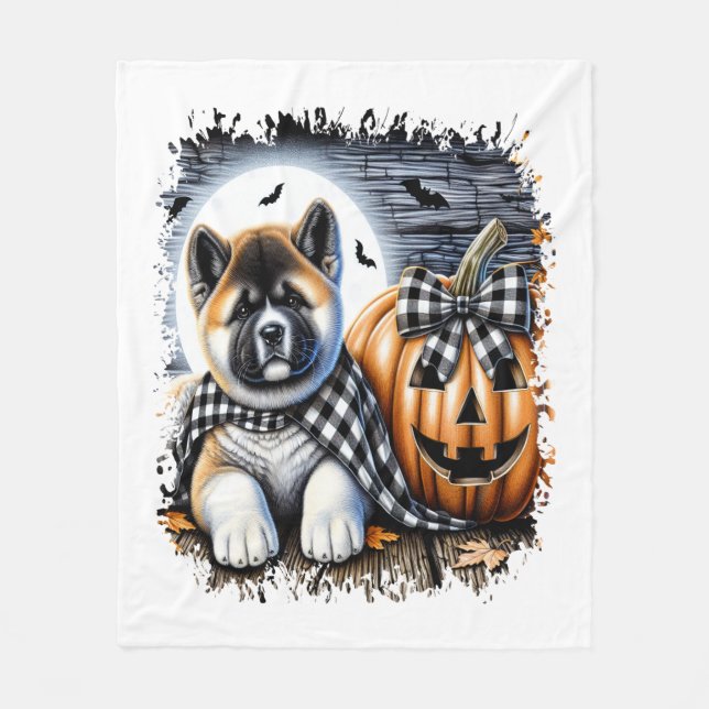 Akita Dog Halloween Square Fleecedecke (Vorderseite)