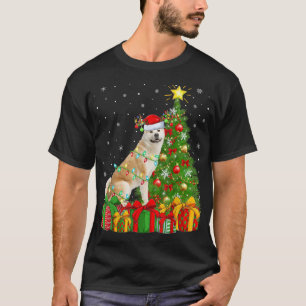 Akita Dog Lighting Xmas Tree Weihnachtsmannmütze A T-Shirt