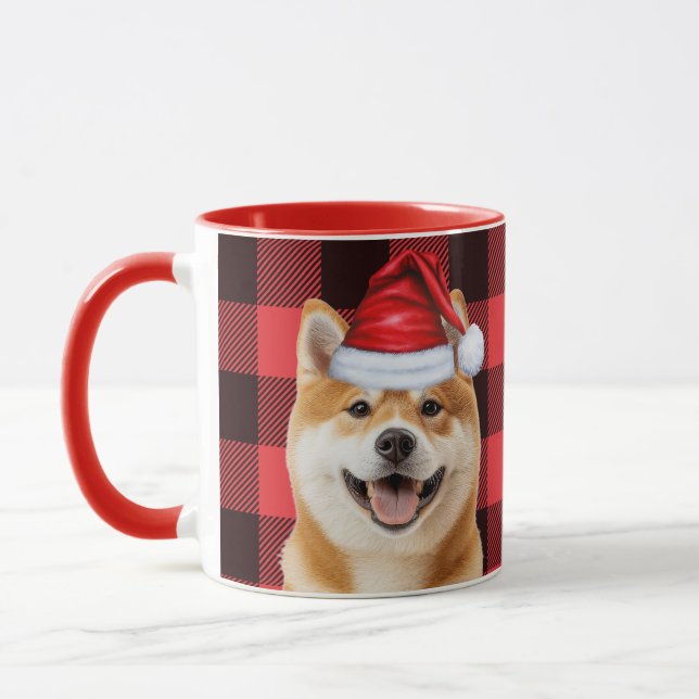 Akita Dog Lover Holiday Buffalo Plaid Christmas Tasse (Links)