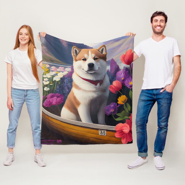Akita Dog on a Paddle: Ein Landschaftliches Advent Fleecedecke (Beispiel)