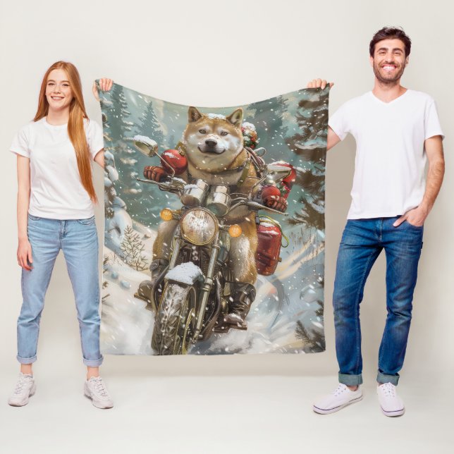 Akita Dog Riding Motorrad Weihnachten Fleecedecke (Beispiel)
