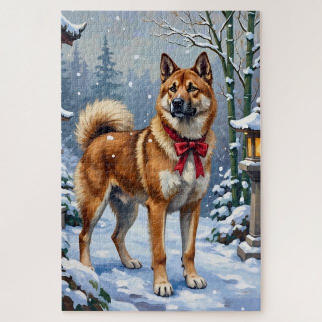 Akita Dog Serene Japanese Winter Christmas (Vertikal)