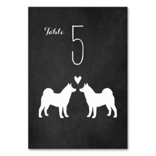 Akita Dog Silhouetten Hochzeit Empfang Tischnummer