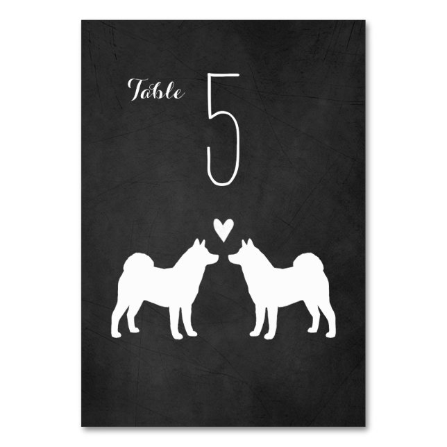 Akita Dog Silhouetten Hochzeit Empfang Tischnummer (Vorderseite)