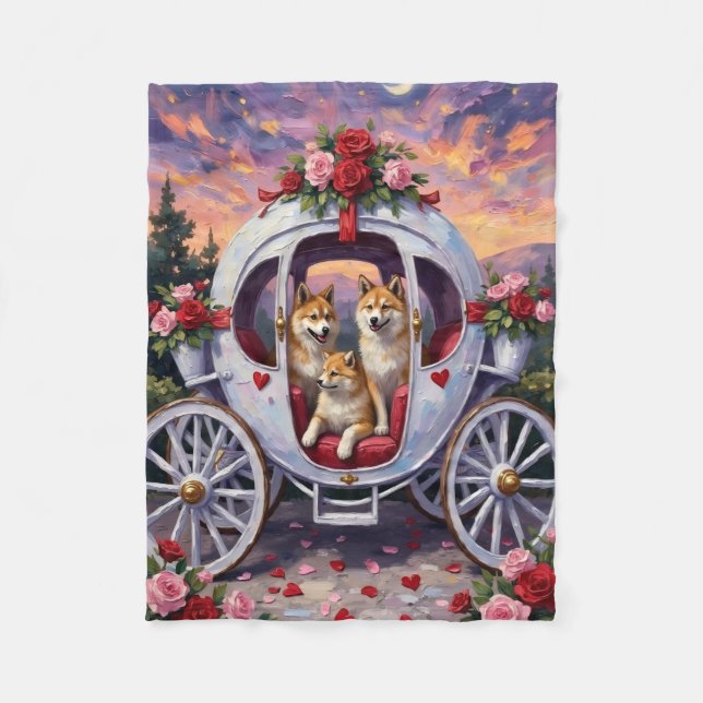 Akita Dog Valentine's Day Fleecedecke (Vorderseite)