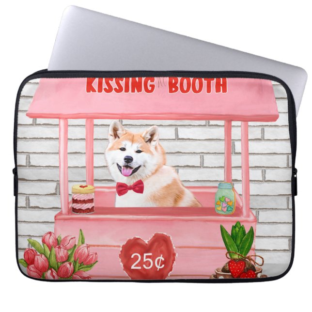 Akita Dog Valentine's Day Kissing Booth Laptopschutzhülle (Vorderseite)