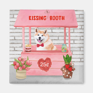 Akita Dog Valentine's Day Kissing Booth Magnet