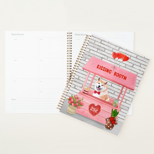 Akita Dog Valentine's Day Kissing Booth Planer (Anzeige)