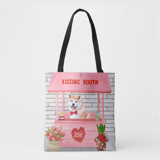 Akita Dog Valentine's Day Kissing Booth Tasche (Vorderseite)