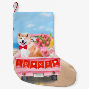 Akita Dog Valentine's Day Lkw Herz Kleiner Weihnachtsstrumpf