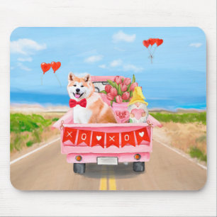 Akita Dog Valentine's Day Lkw Herz Mousepad