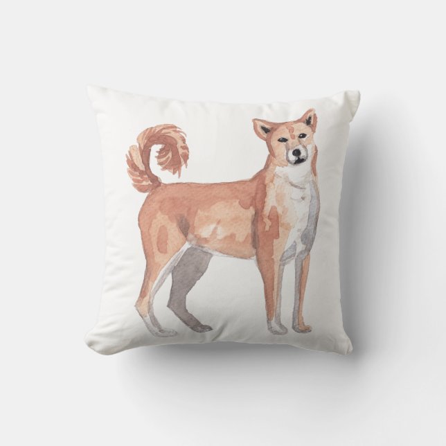 Akita Dog Wasserfarben Malerei Kissen (Vorderseite)