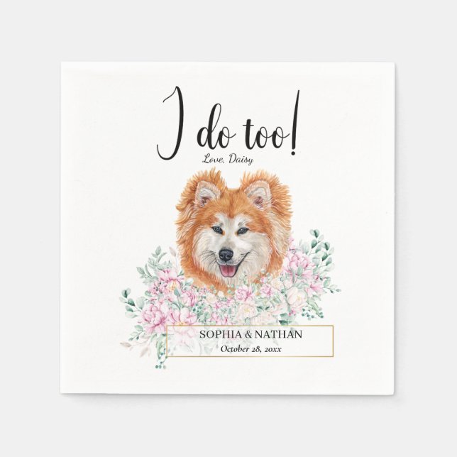 Akita Dog Wedding Cocktail Napkins Serviette (Vorderseite)