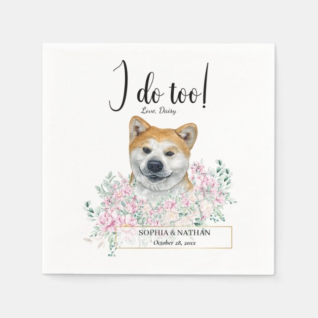 Akita Dog Wedding Cocktail Napkins Serviette (Vorderseite)