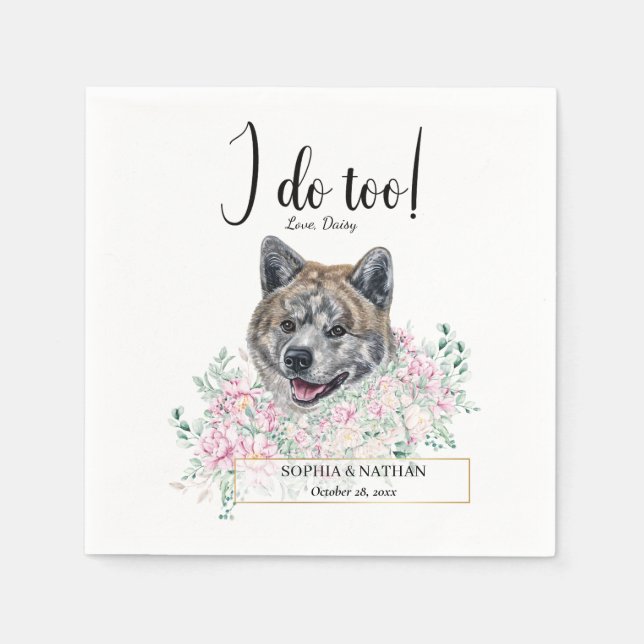 Akita Dog Wedding Cocktail Napkins Serviette (Vorderseite)