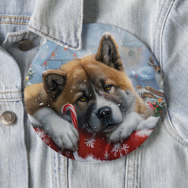 Akita Dog Weihnachtsfest Button (Beispiel)