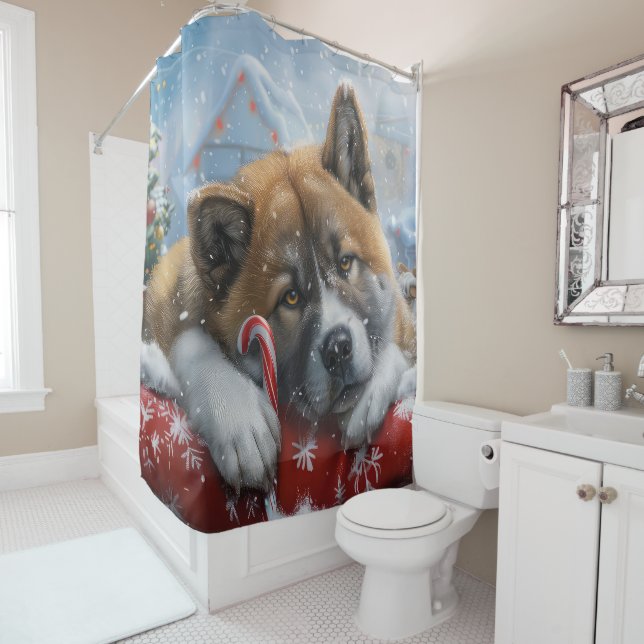 Akita Dog Weihnachtsfest Duschvorhang (Beispiel)
