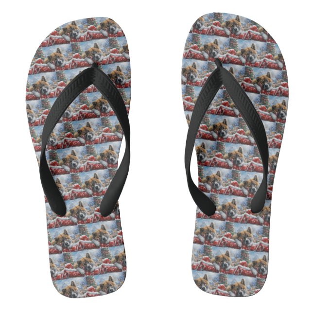 Akita Dog Weihnachtsfest Flip Flops (Fußbett)