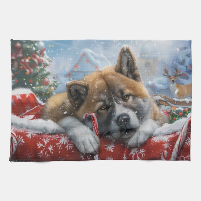 Akita Dog Weihnachtsfest Geschirrtuch (Horizontal)