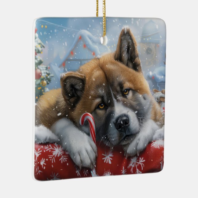 Akita Dog Weihnachtsfest Keramikornament (Rechts)