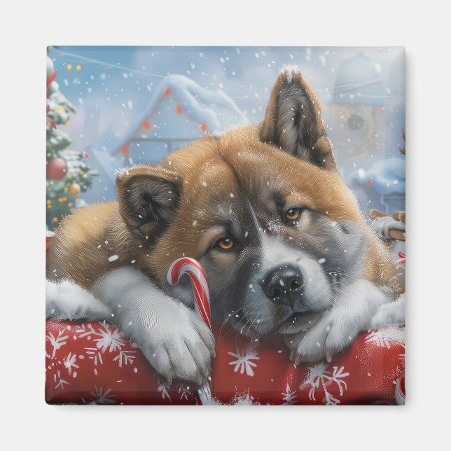 Akita Dog Weihnachtsfest Magnet (Vorne)