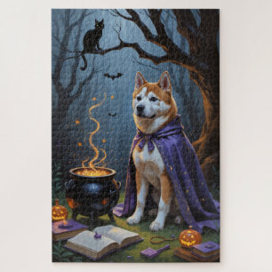 Akita Dog Whimsical Halloween Malerei