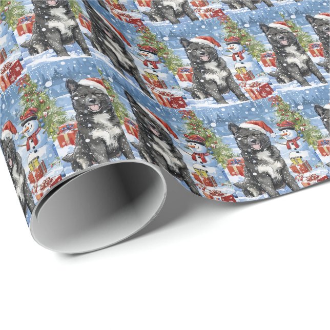 Akita Dog Winter Wonderland Weihnachtsfreude Geschenkpapier (Rolleneckpunkt)