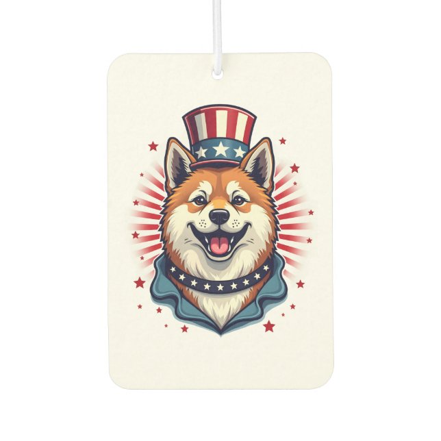 Akita dog with independence day  autolufterfrischer (Vorderseite)