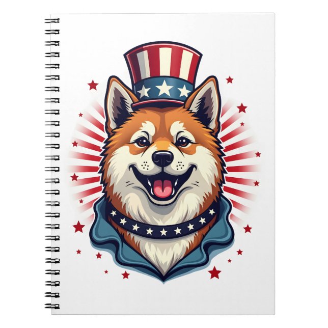 Akita dog with independence day  notizblock (Vorderseite)