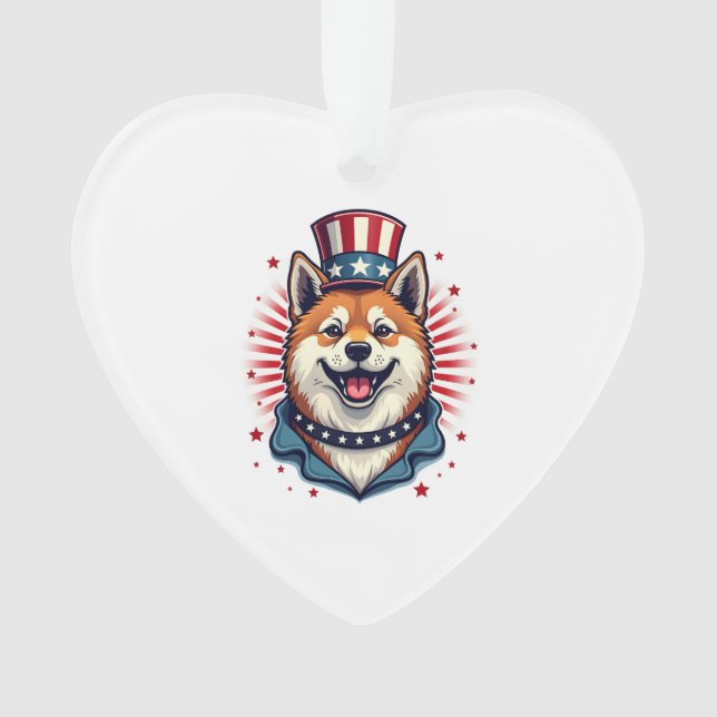 Akita dog with independence day  ornament (Vorderseite)