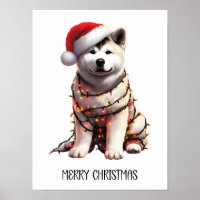 Akita Dog wrag in Weihnachtslicht