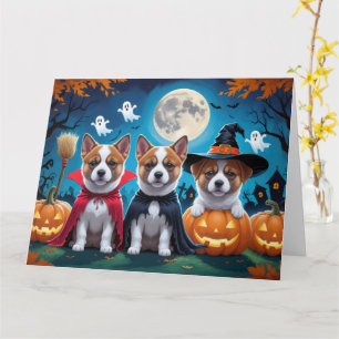Akita Dogs Pumpkin Halloween Funny Karte