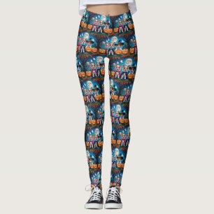 Akita Dogs Pumpkin Halloween Funny Leggings