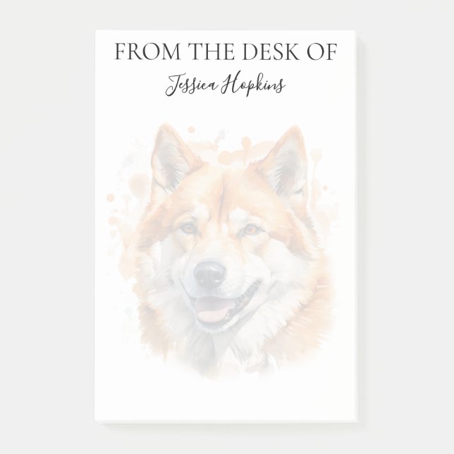 Akita-Fan-monogrammierter Hund Post-it Klebezettel (Vorderseite)