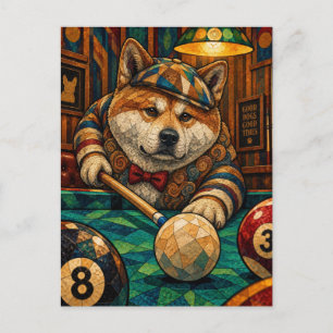 Akita, geometrisches Mosaik Postkarte