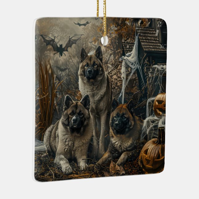 Akita Halloween Night Doggy Delight Keramikornament (Rechts)