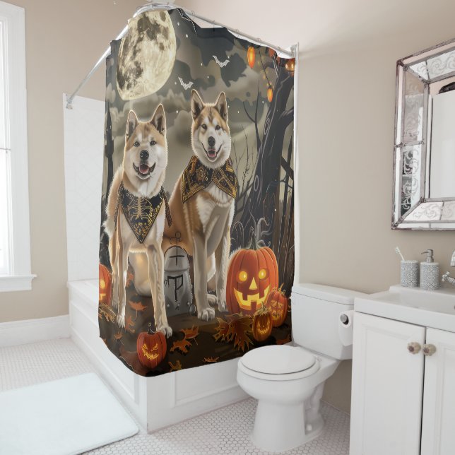 Akita Halloween Spooky Duschvorhang (Beispiel)