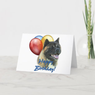 Akita Happy Birthday Balloons Karte