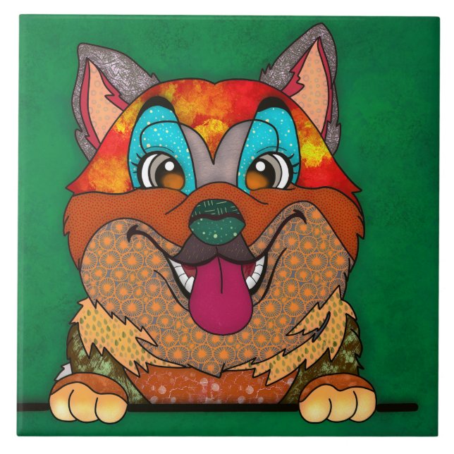 Akita hässlicher Hund Gesicht Keramik Fliesen (Vorderseite)