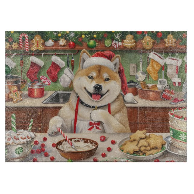Akita Holiday Baking: Festliche Weihnachten Schneidebrett (Vorderseite)