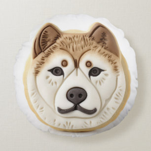 Akita Hund 3D Inspiriert Rundes Kissen