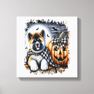 Akita-Hund Halloween-Platz Leinwanddruck
