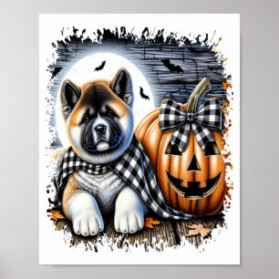 Akita-Hund Halloween-Quadrat Poster