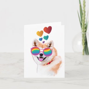 Akita-Hund mit Herzen Valentinstag Dankeskarte
